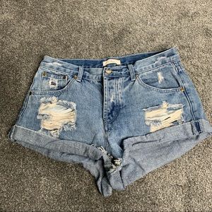 Elan distressed denim high rise short